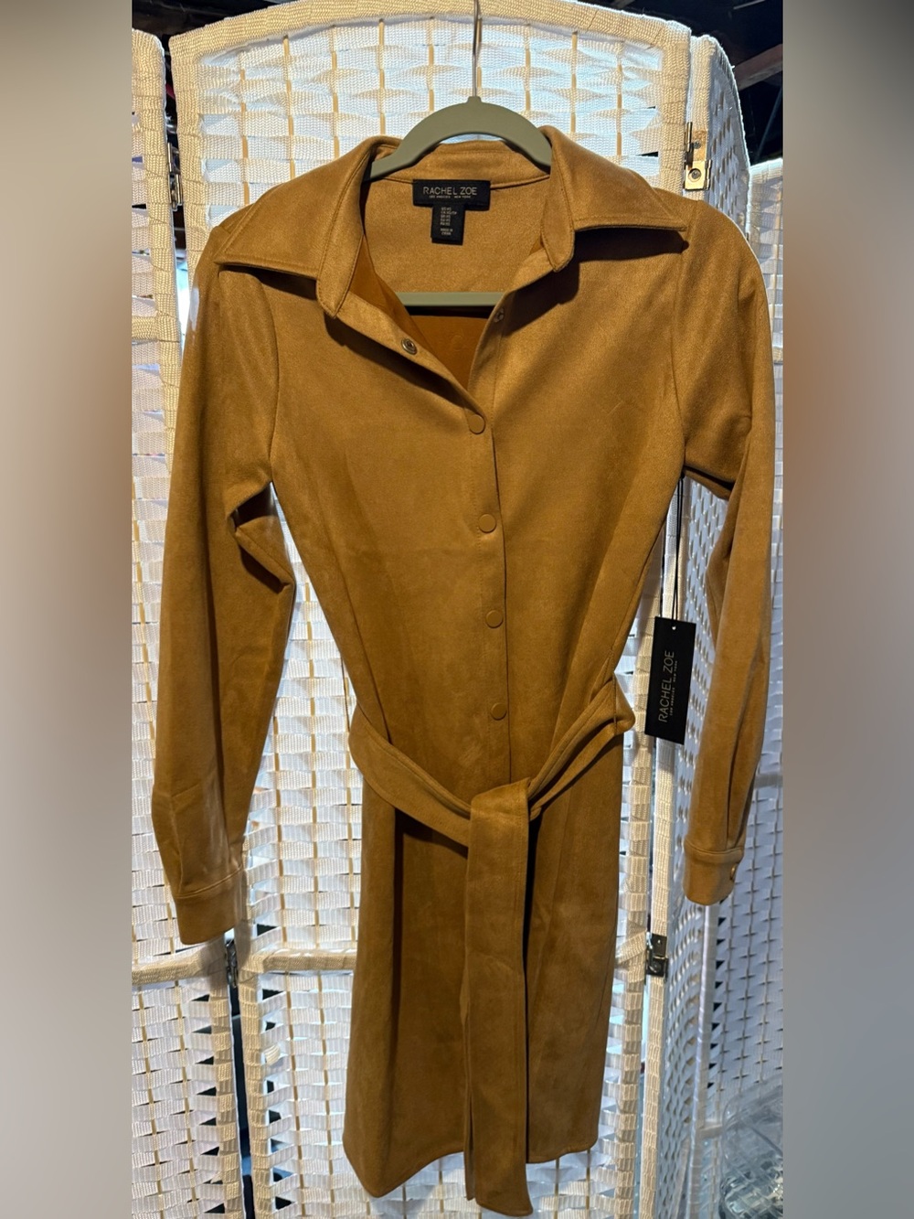 Rachel Zoe Caramel Suede-Look Belted Coat
